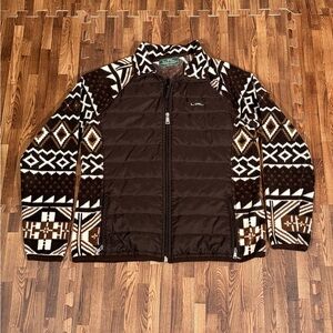 Ralph Lauren Sport Brown Fleece Nylon Zip up Jacket Petite S